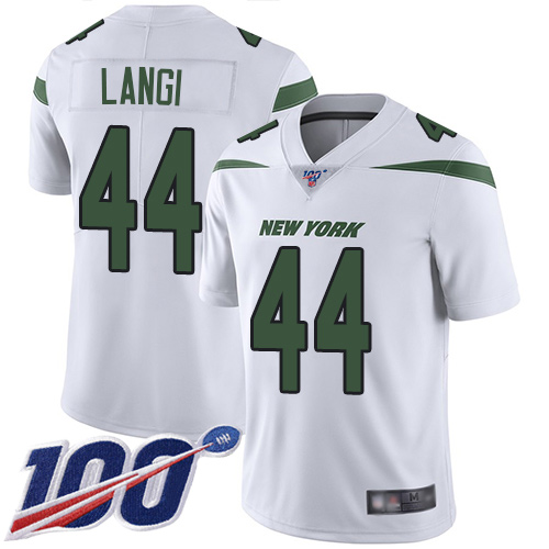 New York Jets Limited White Men Harvey Langi Road Jersey NFL Football 44 100th Season Vapor Untouchable